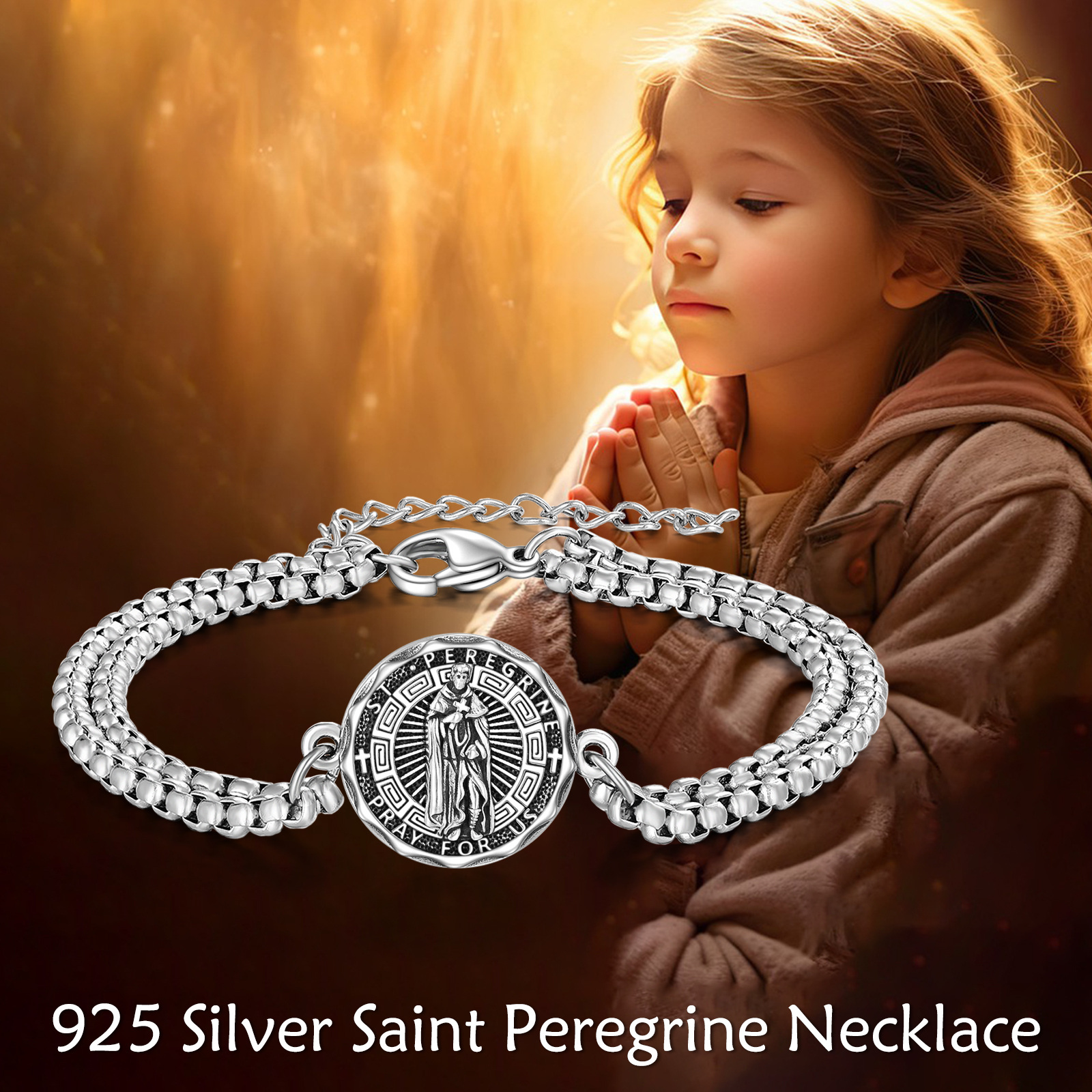 St Peregrine Bracelet Sterling Silver Protector Jewelry